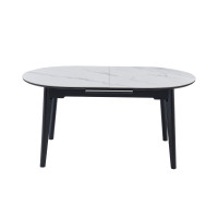 Керамічний стіл TM-126 білий мармур + чорний