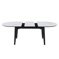 Керамічний стіл TM-126 білий мармур + чорний