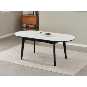 Керамічний стіл TM-126 білий мармур + чорний