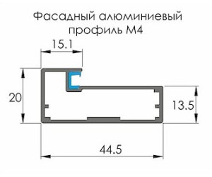 Aluminum facade 356 * 796 from the M4 Silver Brush & Satin profile