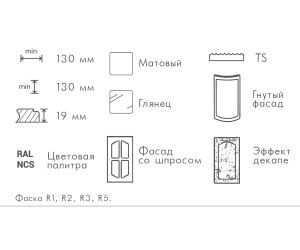 Screen Gray 55 - Painted MDF fronts 19 mm with milling in the style of Neo Classik 
