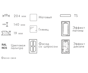 Turin Best Blue & Gold  - Painted MDF facades 19 mm with milling in the style of Neo Classik 