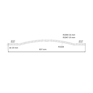 Radius MDF facade R 1028 external with straight sections of 100 mm