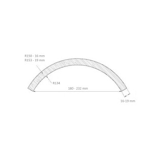 Радиусный МДФ фасад R150 наружный хорда 232 мм