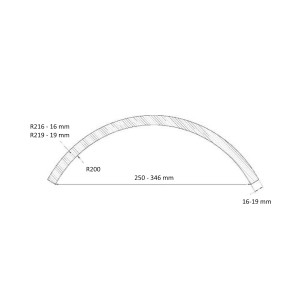 Радиусный МДФ фасад R200 наружный хорда 346 мм