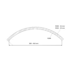 Радиусный МДФ фасад R284 наружный с правильным радиусом хорда 410 мм