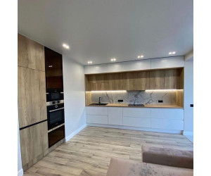 Мебель корпусная для кухни № 1122 крашеные МДФ фасады с интегрированной ручкой  