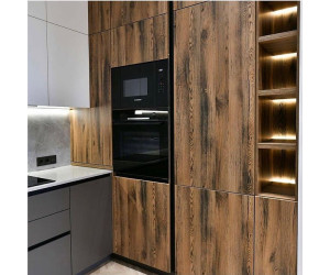 Мебель корпусная для кухни № 1128 крашеные МДФ фасады белые и серые с интегрированной ручкой 