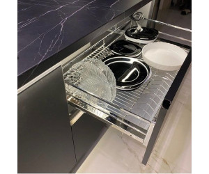 Мебель корпусная для кухни № 1129 крашеные МДФ фасады белые и серые с интегрированной ручкой 