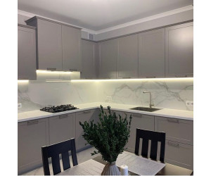 Мебель корпусная для кухни № 1130 крашеные МДФ фасады  серые стиль  Neo Classic 