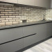 Cabinet furniture for kitchen No. 1131 painted MDF facades gray with integrated handle Modern style 