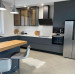 Cabinet furniture for kitchen No. 1132 painted MDF facades gray with integrated handle 