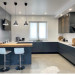 Cabinet furniture for kitchen No. 1132 painted MDF facades gray with integrated handle 