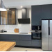 Cabinet furniture for kitchen No. 1132 painted MDF facades gray with integrated handle 