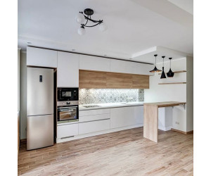 Меблі корпусні для кухні № 1136 фарбовані МДФ фасади з інтегрованою ручкою 