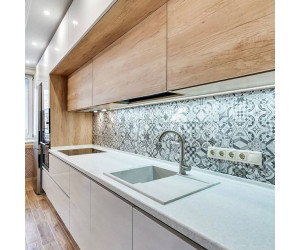 Меблі корпусні для кухні № 1136 фарбовані МДФ фасади з інтегрованою ручкою 