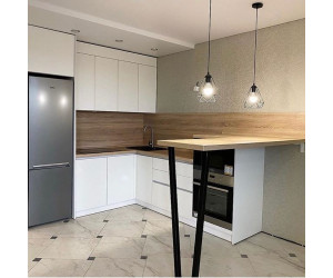 Cabinet furniture for kitchen No. 1137 painted MDF facades with integrated handle 