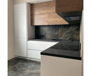 Cabinet furniture for kitchen No. 1138 painted MDF facades with integrated handle 