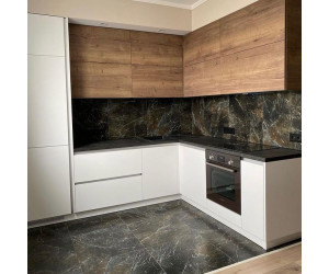 Cabinet furniture for kitchen No. 1138 painted MDF facades with integrated handle 