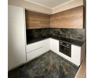 Cabinet furniture for kitchen No. 1138 painted MDF facades with integrated handle 