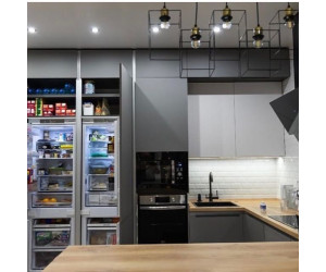 Cabinet furniture for kitchen No. 1143 painted MDF facades with integrated handle 