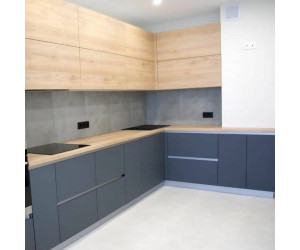 Cabinet furniture for kitchen No. 1145 painted and veneered MDF facades with integrated handle 