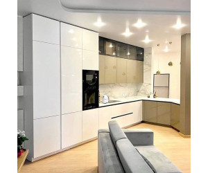 Меблі корпусні для кухні № 1146 фарбовані МДФ фасади з інтегрованою ручкою 