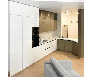 Меблі корпусні для кухні № 1146 фарбовані МДФ фасади з інтегрованою ручкою 