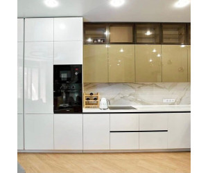 Меблі корпусні для кухні № 1146 фарбовані МДФ фасади з інтегрованою ручкою 