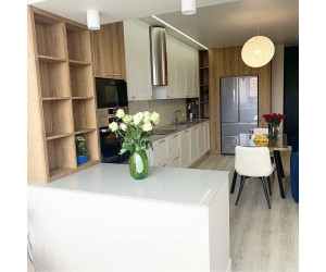 Меблі корпусні для кухні № тисяча сто сорок сім фарбовані МДФ фасади 