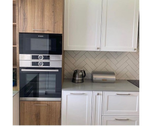 Меблі корпусні для кухні № тисяча сто сорок сім фарбовані МДФ фасади 