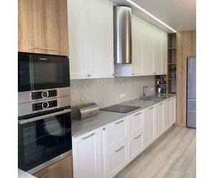 Меблі корпусні для кухні № тисяча сто сорок сім фарбовані МДФ фасади 