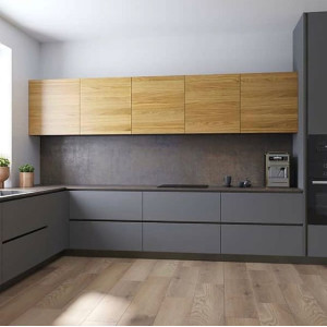 Cabinet furniture for kitchen No. 1148 painted and veneered MDF facades with integrated handle 