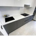 Cabinet furniture for kitchen No. 1151 painted MDF facades gray and white 