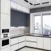 Cabinet furniture for kitchen No. 1159 painted MDF facades with integrated handle 