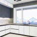 Cabinet furniture for kitchen No. 1159 painted MDF facades with integrated handle 