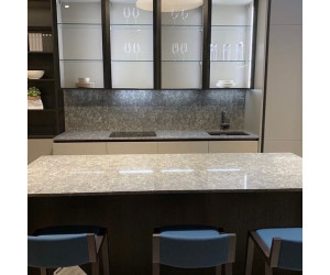 Cabinet furniture for kitchen No. 1163 painted MDF and aluminum facades + optick float 