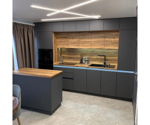 Cabinet furniture for kitchen № 1167 painted and veneered MDF facades