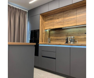 Cabinet furniture for kitchen № 1167 painted and veneered MDF facades