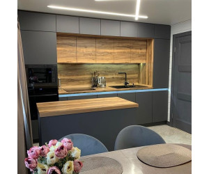 Cabinet furniture for kitchen № 1167 painted and veneered MDF facades