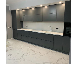 Cabinet furniture for kitchen No. 1168 painted MDF facades with integrated handle 