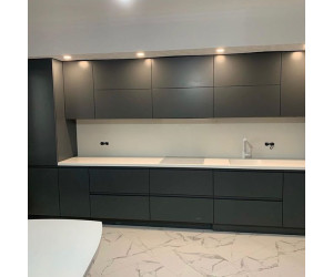 Cabinet furniture for kitchen No. 1168 painted MDF facades with integrated handle 