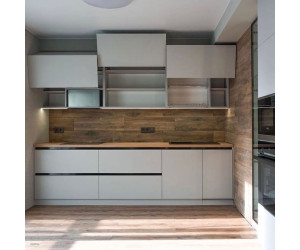 Cabinet furniture for kitchen No. 1169 painted MDF facades with integrated handle 