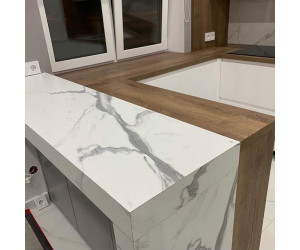 Мебель корпусная для кухни № 1173 крашеные МДФ фасады  с интегрированной ручкой 