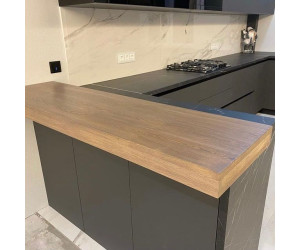 Мебель корпусная для кухни № 1174 крашеные МДФ фасады  с интегрированной ручкой 