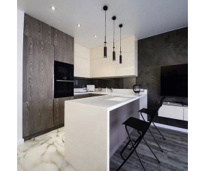 Меблі корпусні для кухні № 1178 фарбовані і шпоновані МДФ фасади 