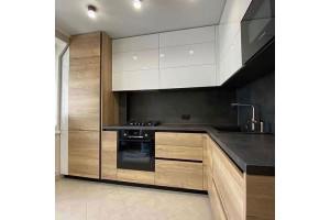Cabinet furniture for kitchen No. 1118 lower fronts made of chipboard upper glossy acrylic fronts 