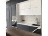 Мебель корпусная для кухни № 1182 крашеные матовые белые и серые МДФ фасады с интегрированной ручкой