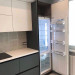 Cabinet furniture for kitchen No. 1182 painted matt white and gray MDF facades with integrated handle 