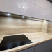 Cabinet furniture for kitchen No. 1184 painted MDF facades with integrated handle 